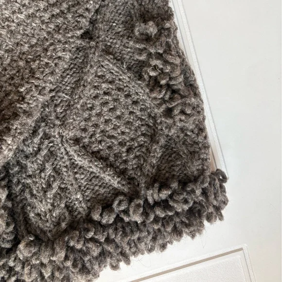 Cardigan Fisherman Full Zip Sweater 100% Wool Made in Ecuador Grayish Green - Picture 4 of 9